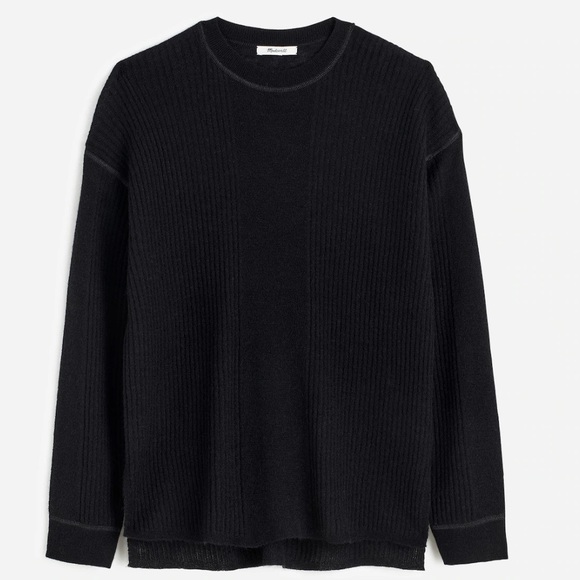 Madewell Ribbed Alpaca-Blend Crewneck Sweater Black S - Picture 1 of 7
